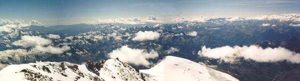 Panoramic view from the summit of Mt Elbrus